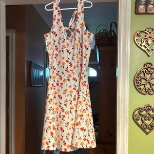 Maurices Floral Mini Dress - White with Red and Orange Flowers